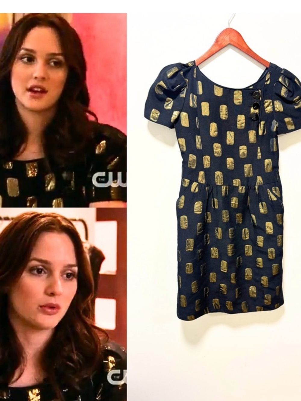 Marc Jacobs Black Mini Dress with Gold Metallic Motif Sz 2 - Picture 3 of 10
